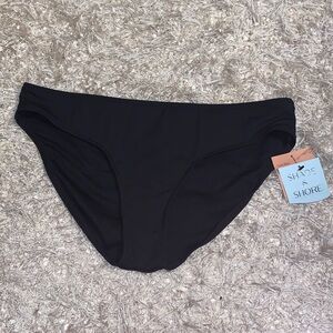 Shade & Shore Black ribbed Bikini Bottom size Large (12/14) NWT low rise